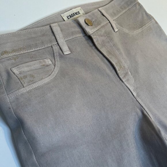 NWOT L'AGENCE Margot High-Rise Glitter-Coated Stretch Skinny Jeans Size 27 - Picture 6 of 7